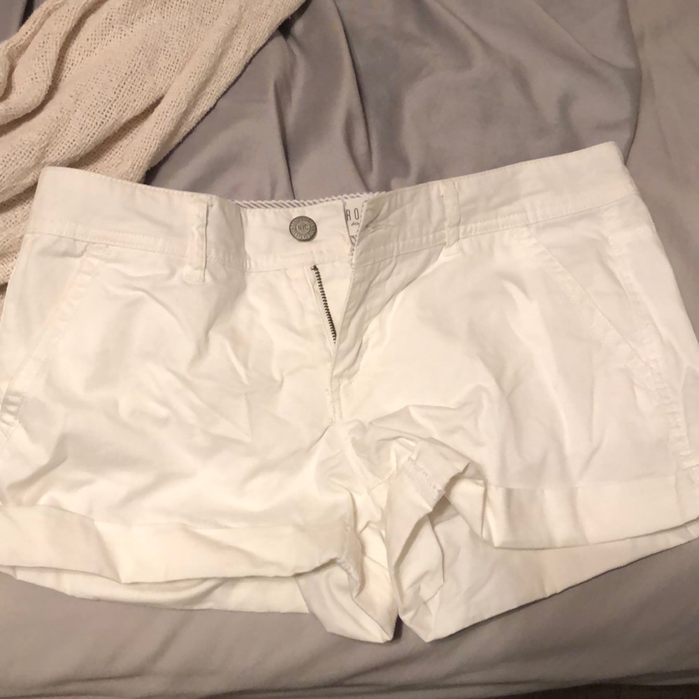 White Midi Twill Shorts